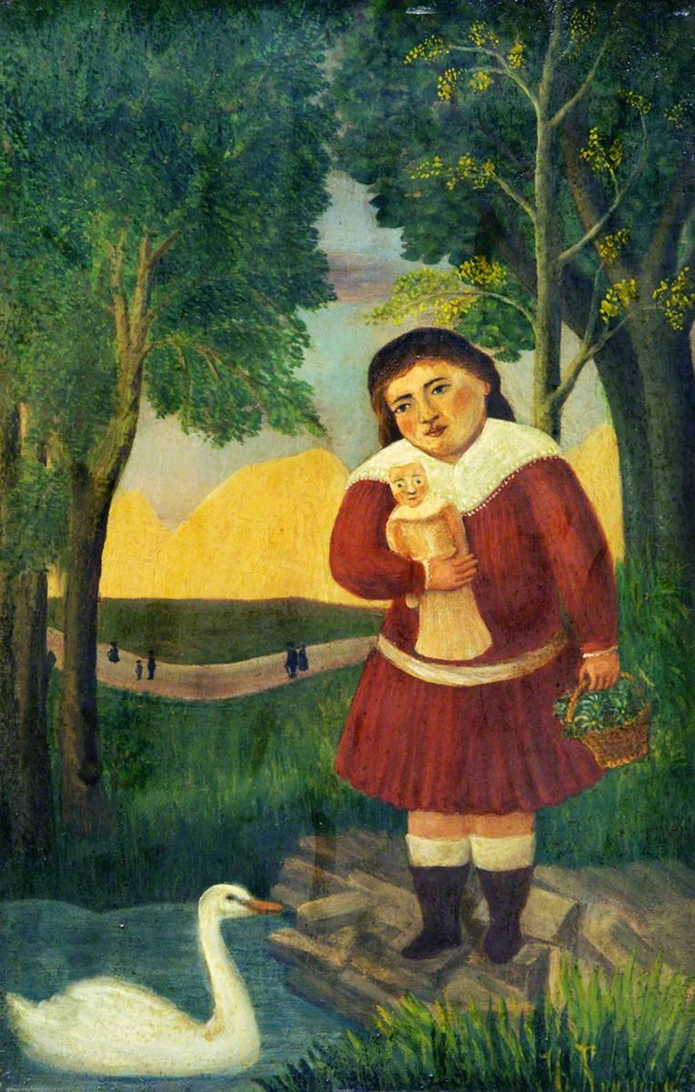 Bambina con bambola nel parco - Southampton City Art Gallery